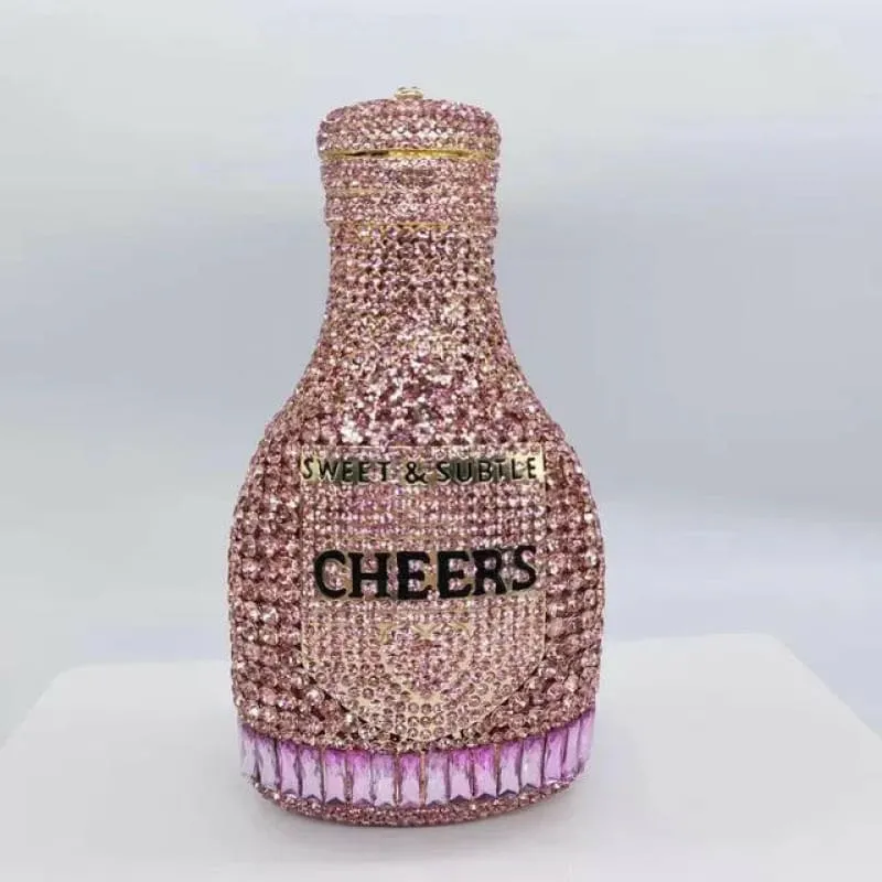 Jewel-encrusted Crystal Evening Bag in Unique Bottle Shape