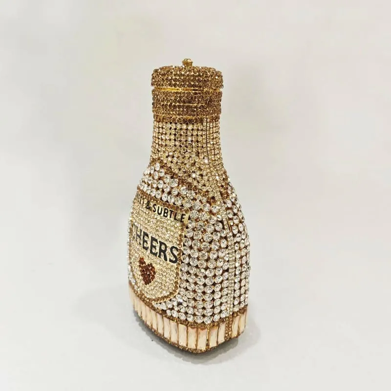 Jewel-encrusted Crystal Evening Bag in Unique Bottle Shape