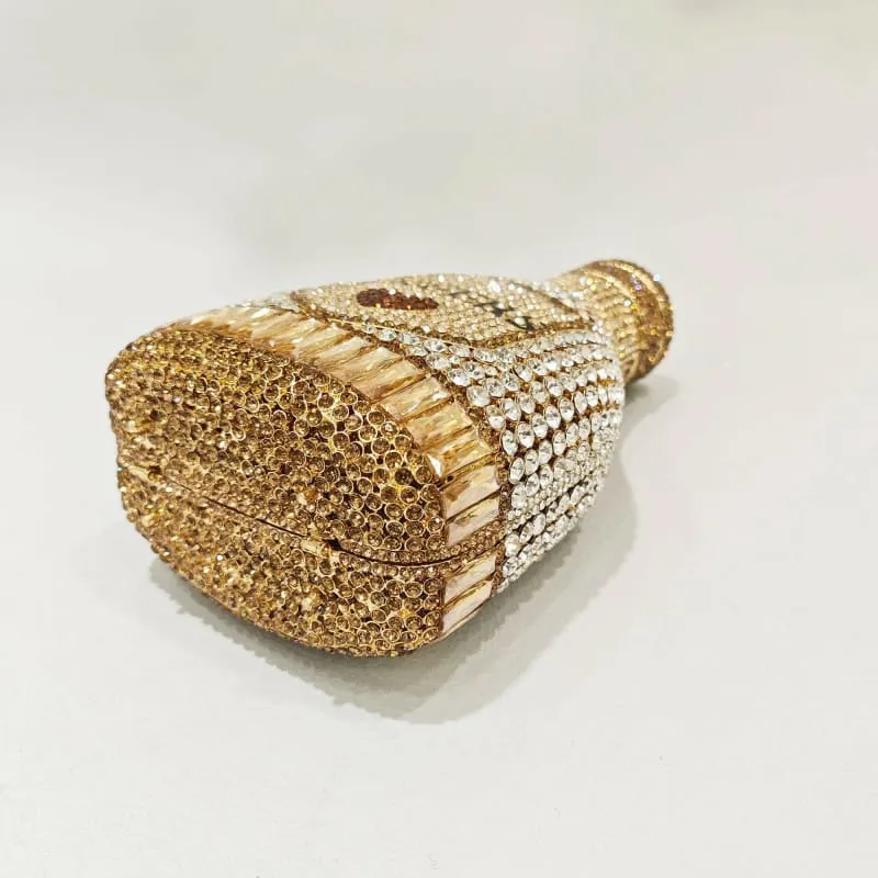 Jewel-encrusted Crystal Evening Bag in Unique Bottle Shape