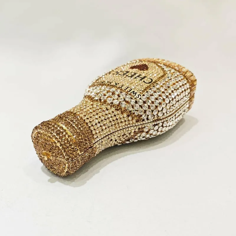 Jewel-encrusted Crystal Evening Bag in Unique Bottle Shape