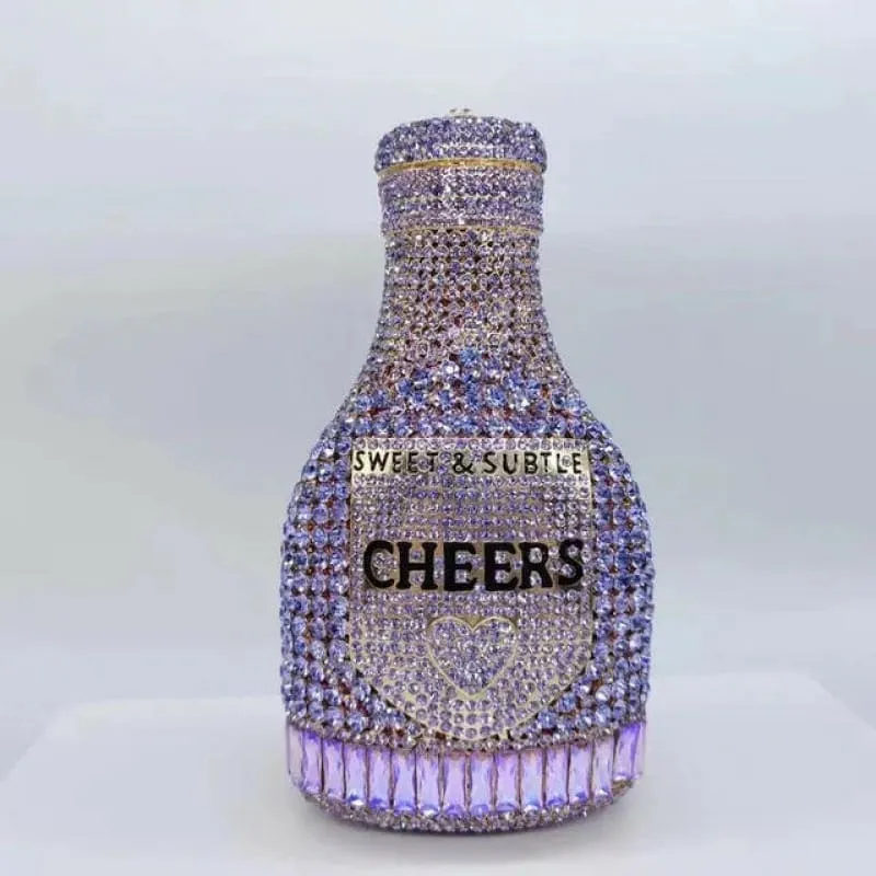 Jewel-encrusted Crystal Evening Bag in Unique Bottle Shape