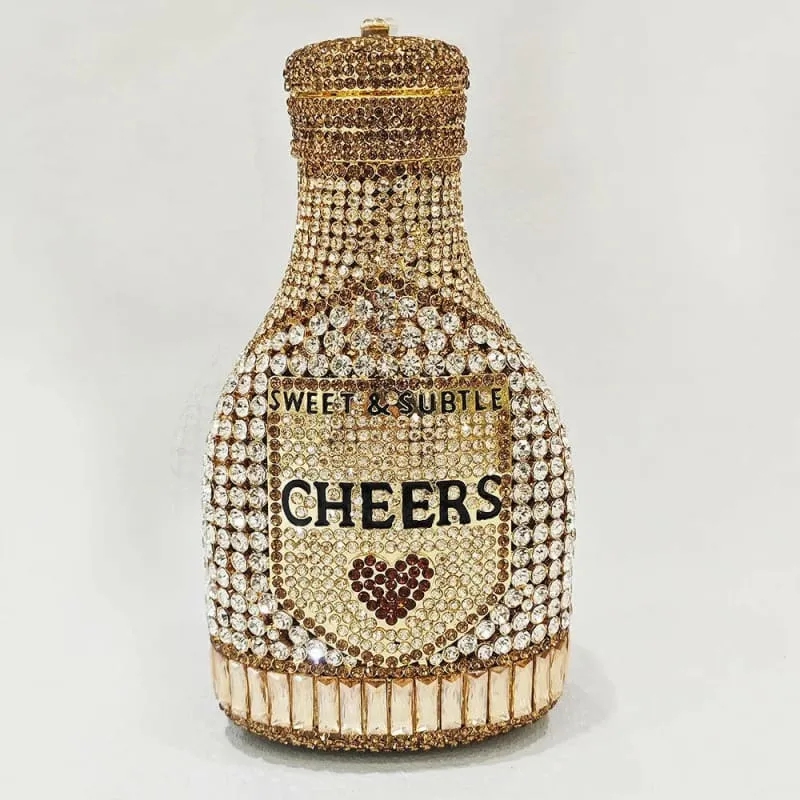 Jewel-encrusted Crystal Evening Bag in Unique Bottle Shape