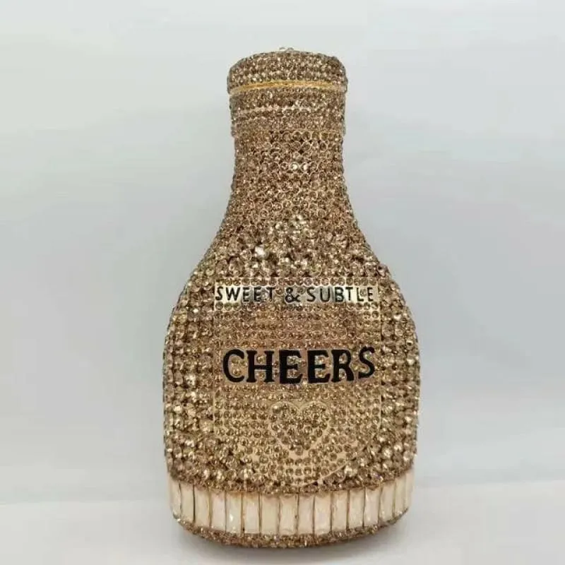 Jewel-encrusted Crystal Evening Bag in Unique Bottle Shape