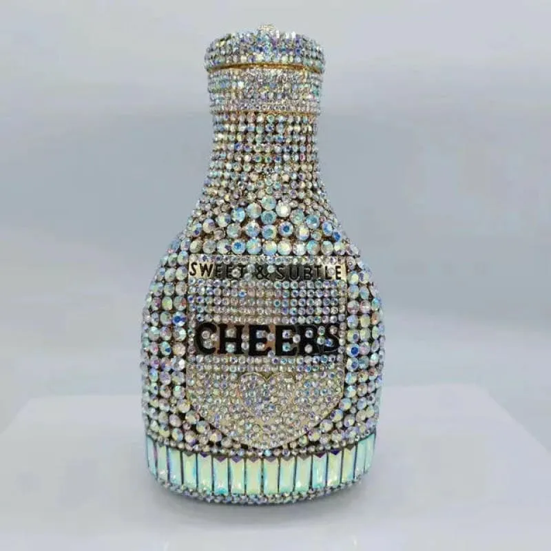 Jewel-encrusted Crystal Evening Bag in Unique Bottle Shape