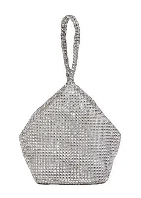 Kenzie Mini Rhinestone Handle Bag Silver