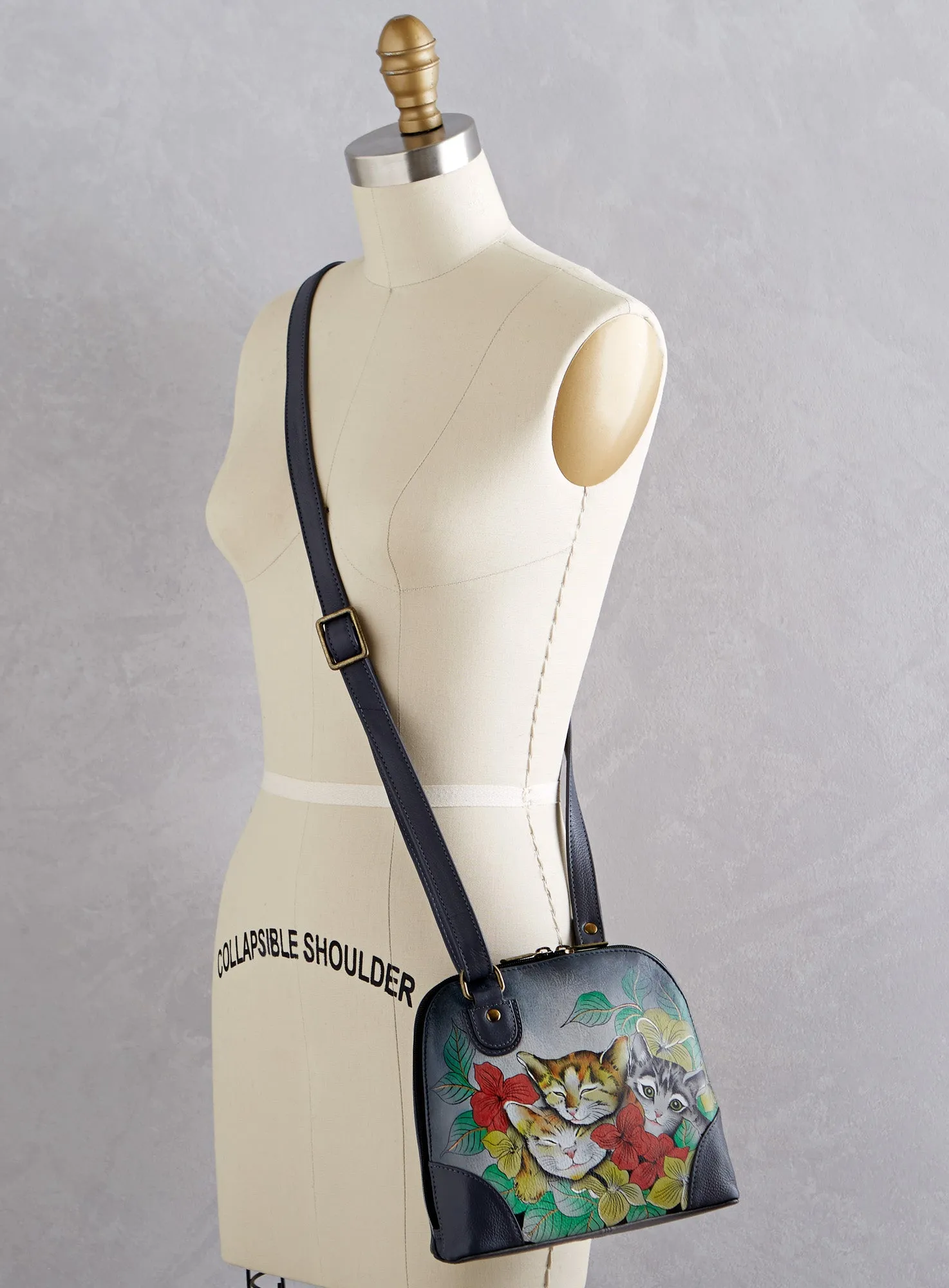 Kitten Trio Hand-painted Leather Organizer Purse