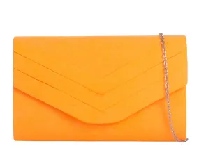 Koko L809 Neon Orange Faux Suede Clutch Bag