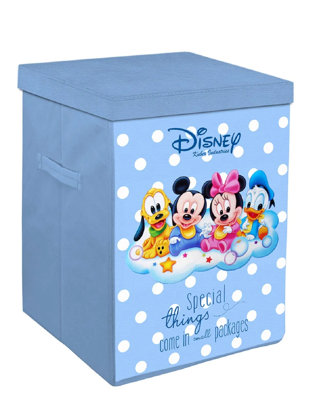 Kuber Industries Disney Kids Team Mickey Print Non Woven Fabric Foldable Laundry Organiser With Lid & Handles (Set Of 2, Royal Blue)-KUBMART16283