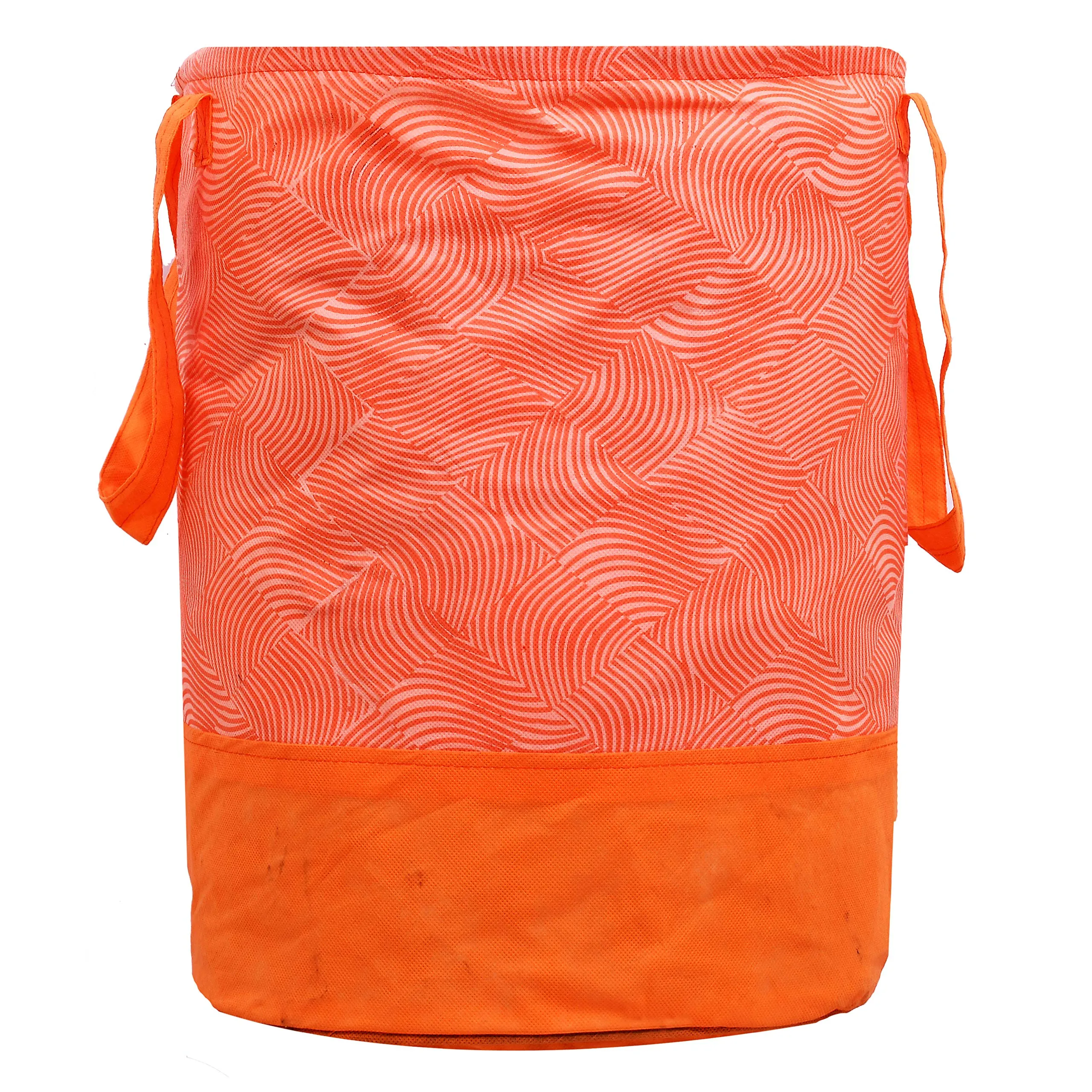 Kuber Industries Laheriya Printed Waterproof Canvas Laundry Bag|Toy Storage Laundry Basket Organizer With Handles, 45 L (Orange) Ctktc134628, Pack Of 1, 37 Centimeters