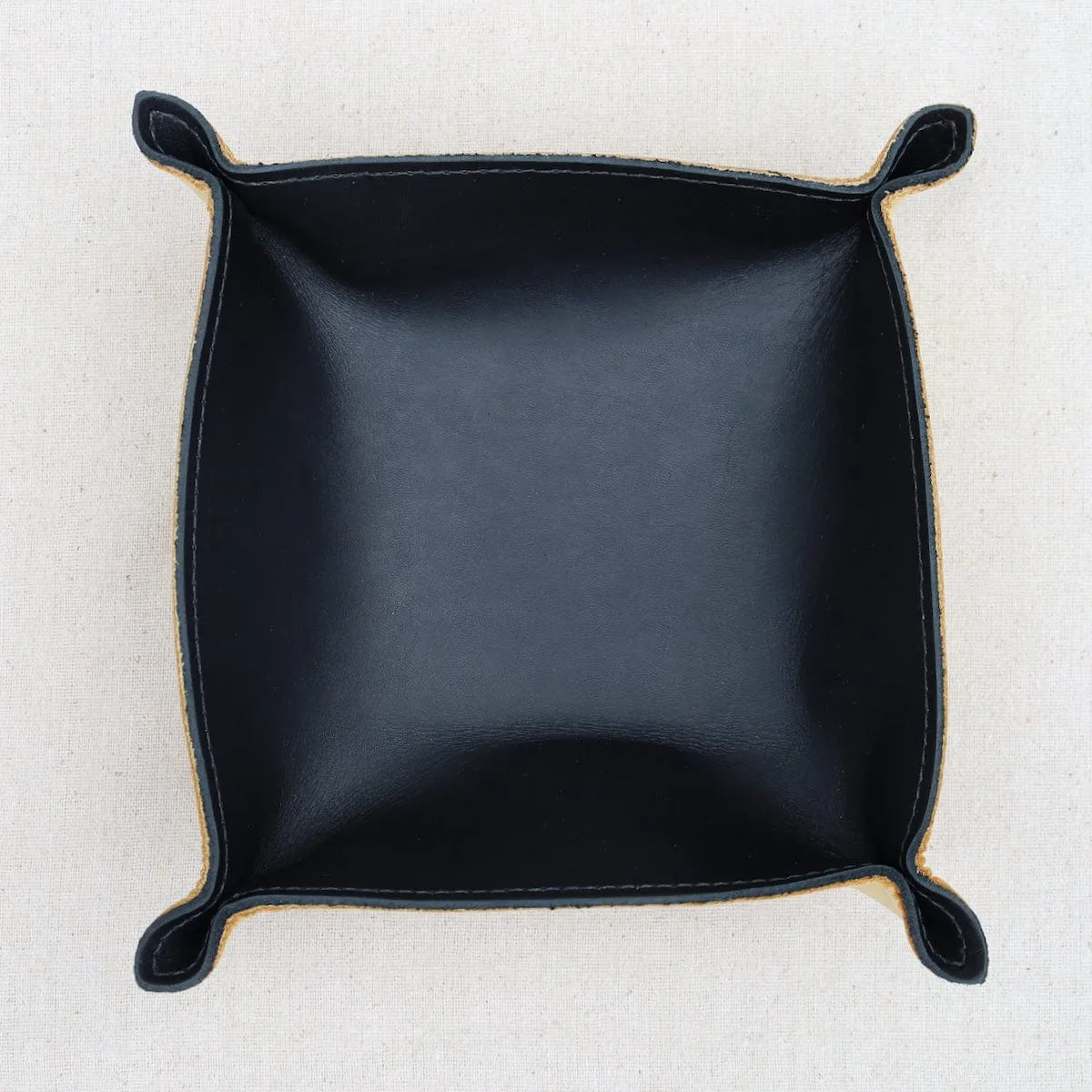 Leather Valet Tray in Black & Vanilla