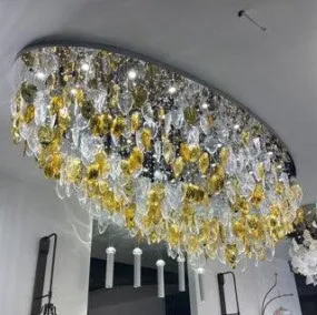 Luminous Wave Gold and Clear Glass Double Height Chandelier (XQ6006)