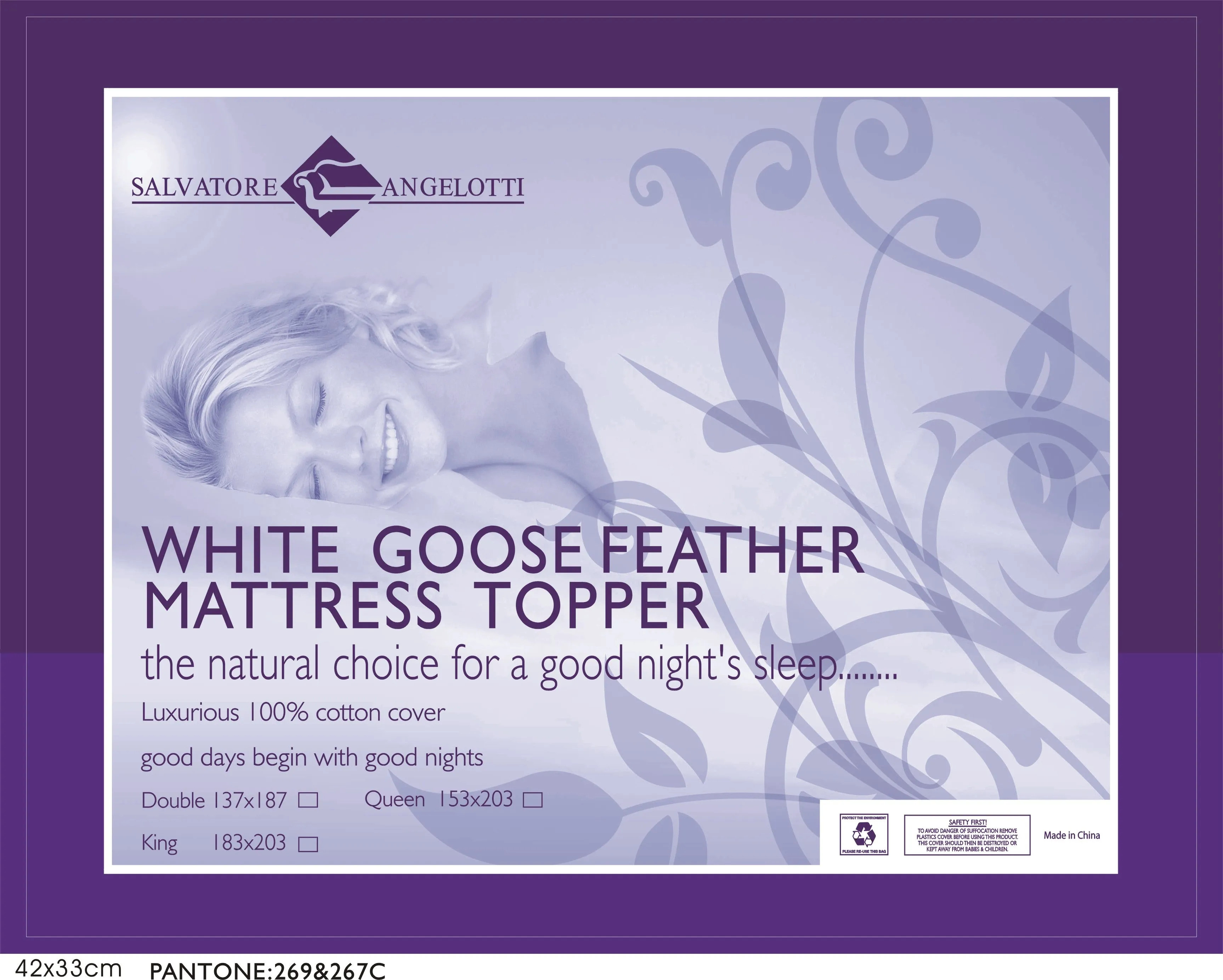 Luxurious Soft Goose Feather Mattress Topper Single