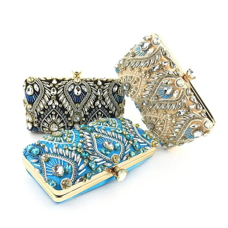 Luxy Moon Beaded Evening Bags Diamond Rhinestone Clutches