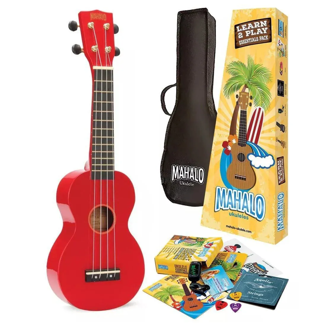 Mahalo 'Learn 2 Play' Ukulele Essentials Pack - Red