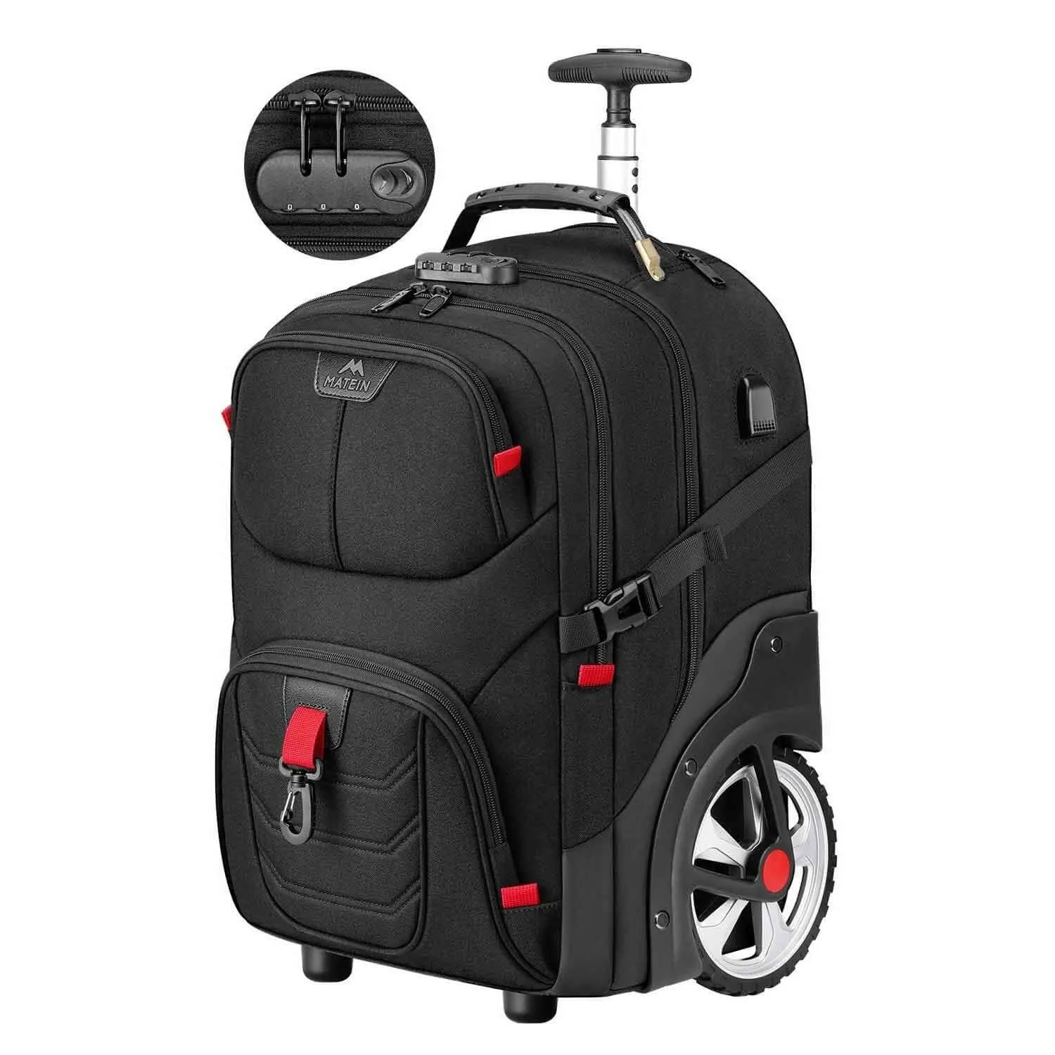 MATEIN Backpack Suitcase with Sturdy Wheels