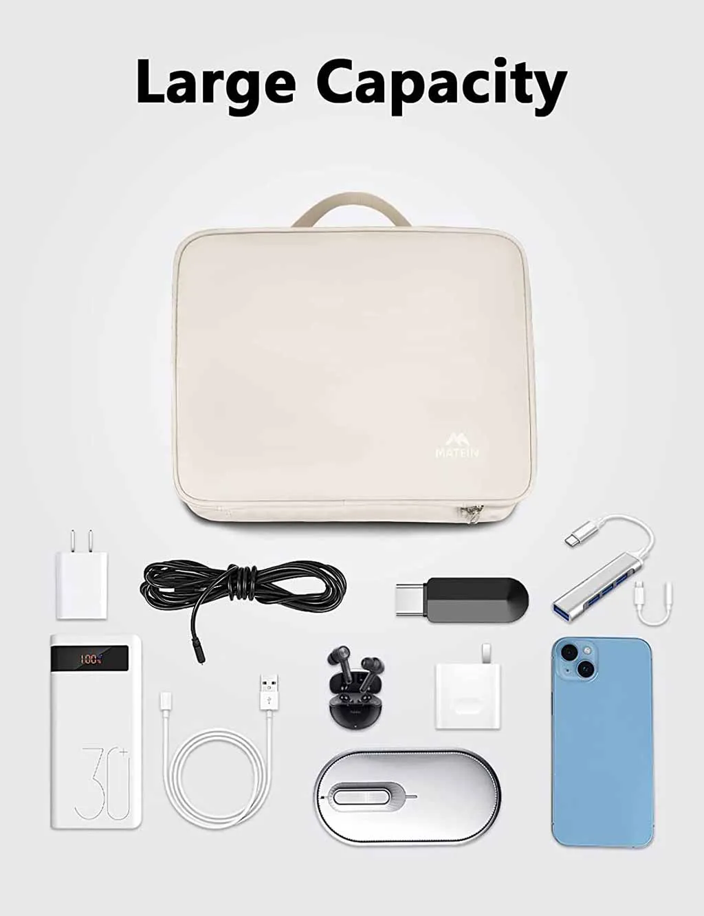 Matein White Tech Bag Organizer