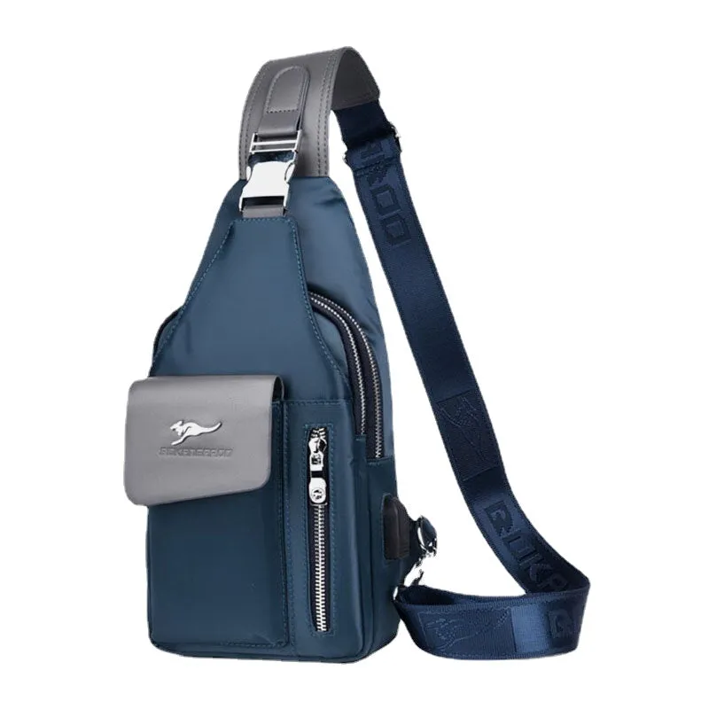 Men Oxford USB Charging Headphone Hole Design Chest Bag Multifunction Multi-pocket Waterproof Crossbody Shoulder Bag