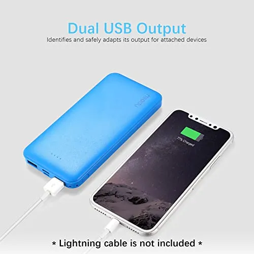 Miady 2-Pack 10000mAh Dual USB Portable Charger, Fast Charging Power Bank with USB C Input, Backup Charger for iPhone X, Galaxy S9, Pixel 3 and etc …