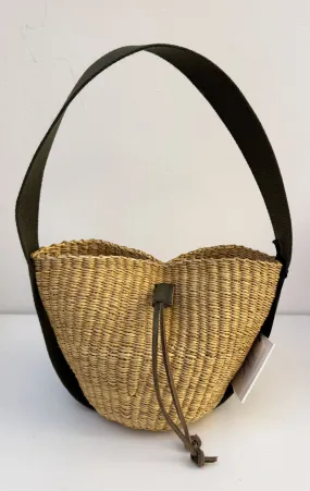 Mini Muun Straw bag with khaki cotton handle