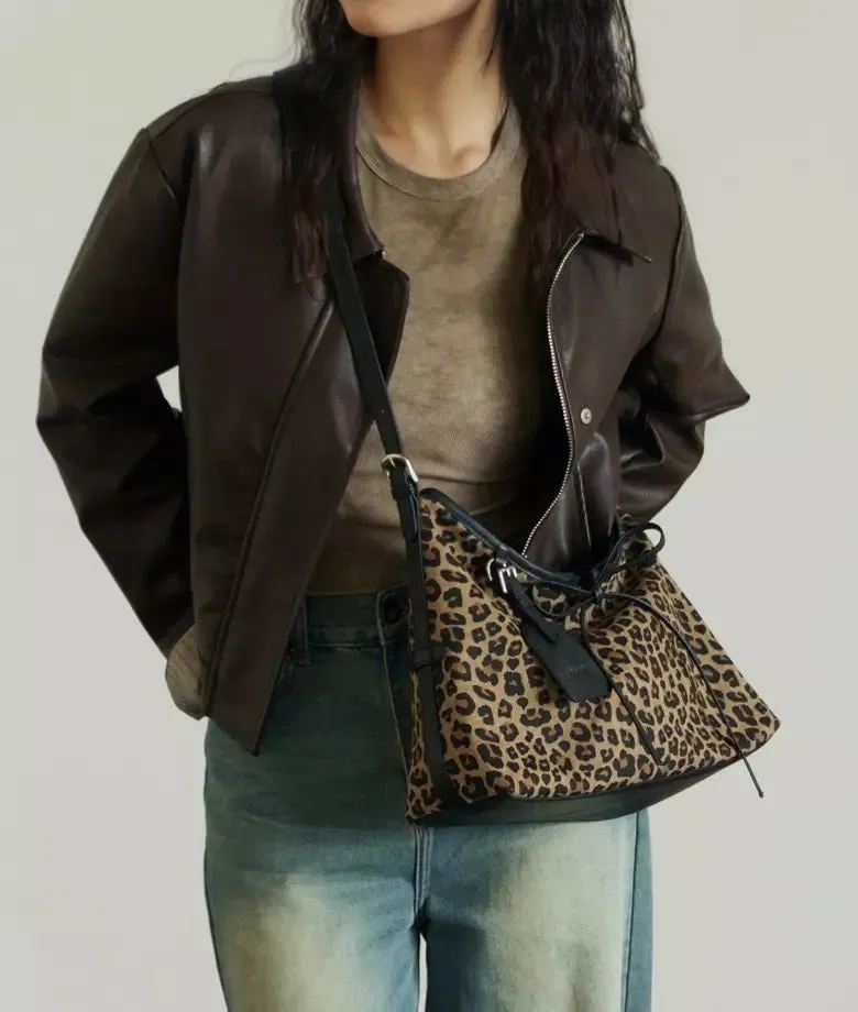 MS.POLKA leopard print hobo bag