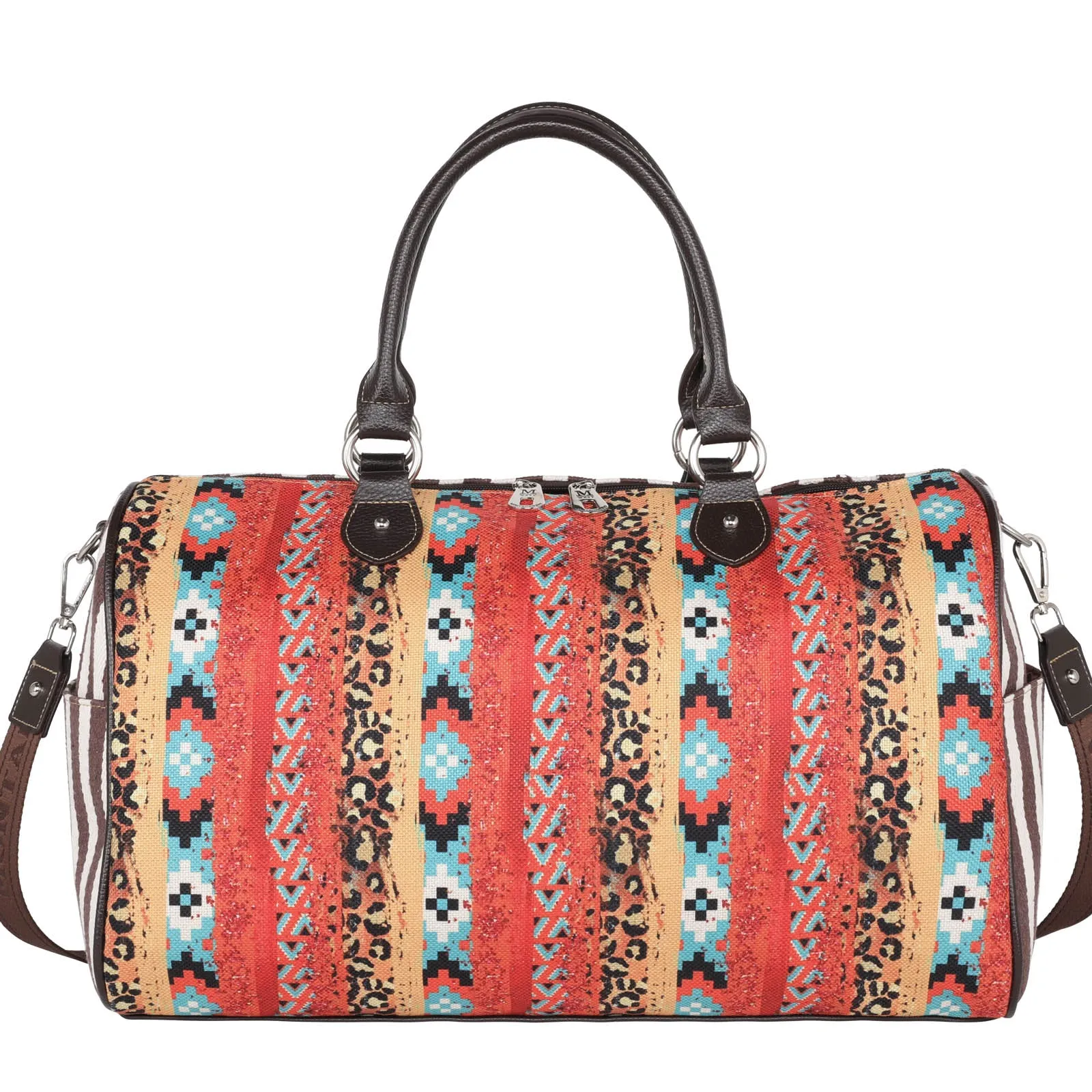 MW1233-5110 Montana West Aztec Print Canvas Weekender Bag