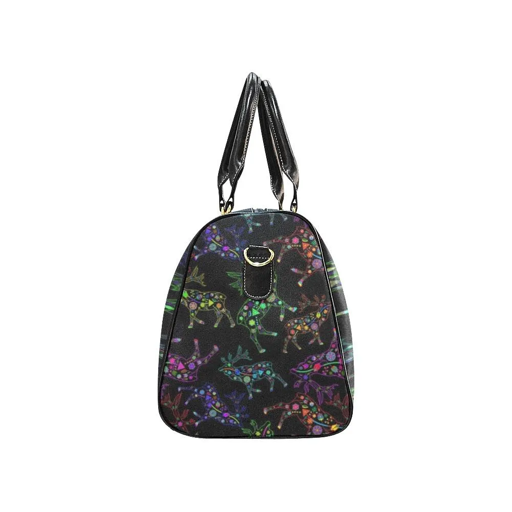 Neon Floral Elks Waterproof Travel Bag/Small