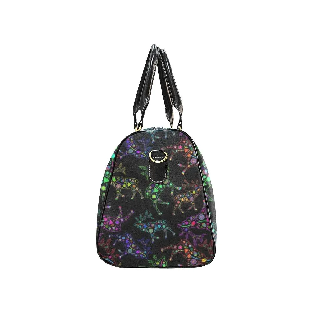 Neon Floral Elks Waterproof Travel Bag/Small