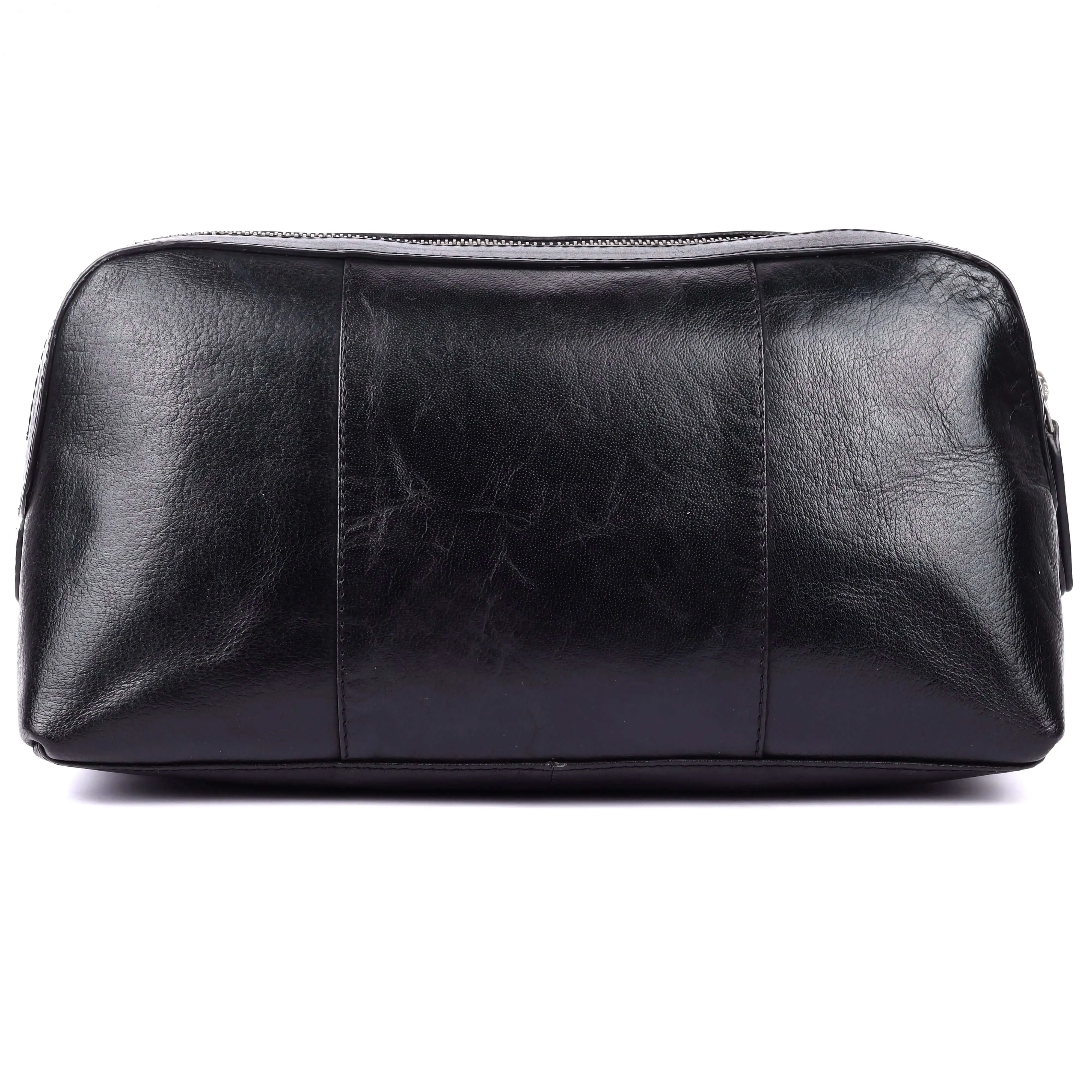 New Design Black Leather Wash Bag for Travel