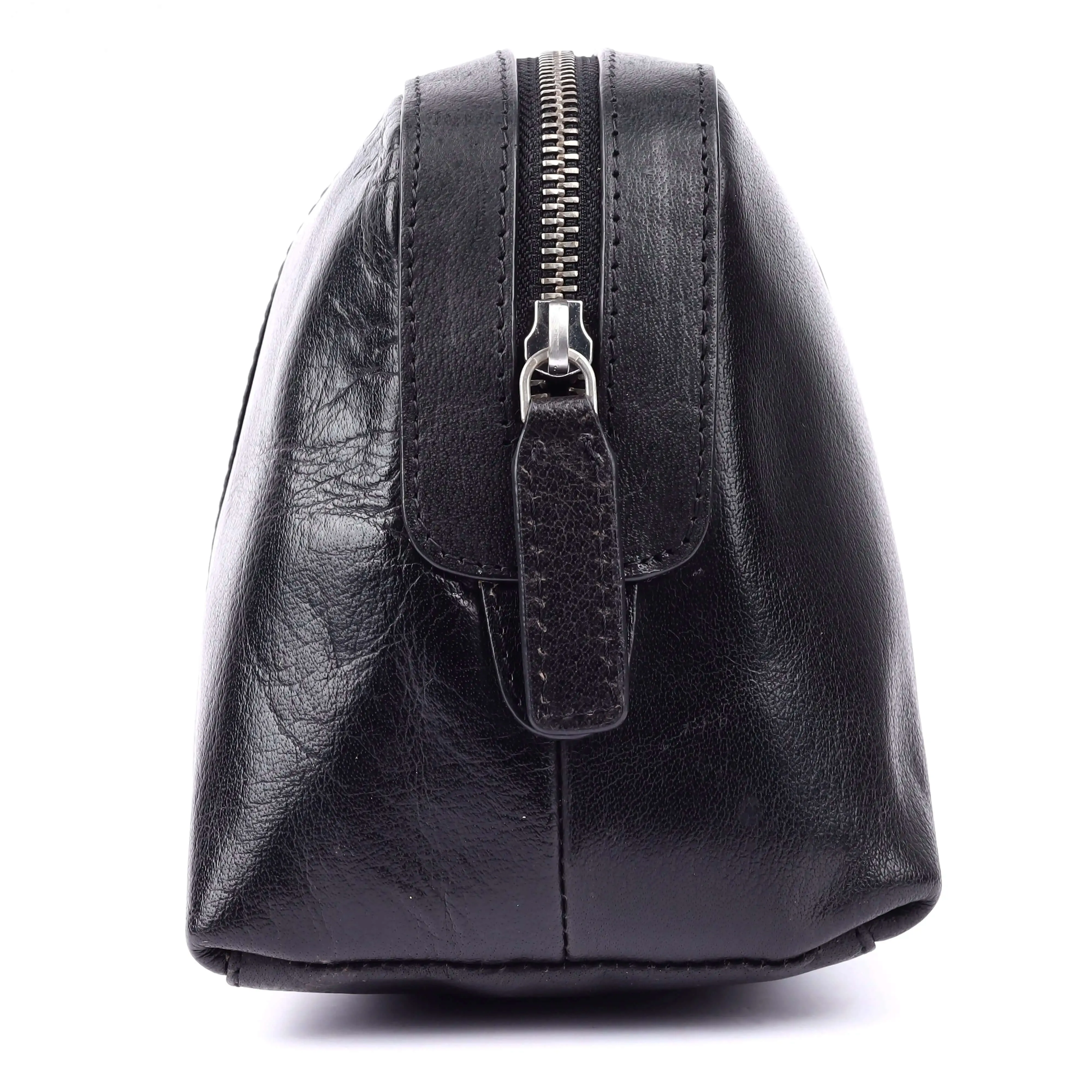 New Design Black Leather Wash Bag for Travel