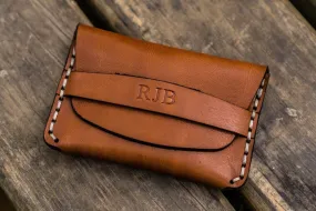 No.36 Personalized Basic Flap Handmade Leather Wallet - Brown