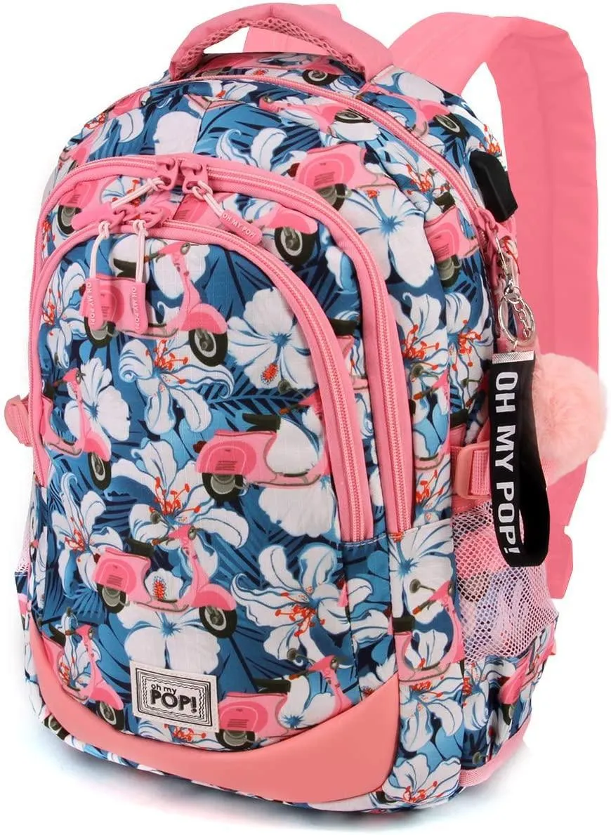 Oh My Pop Pink Scooter-Running HS Backpack Casual Daypack 44cm