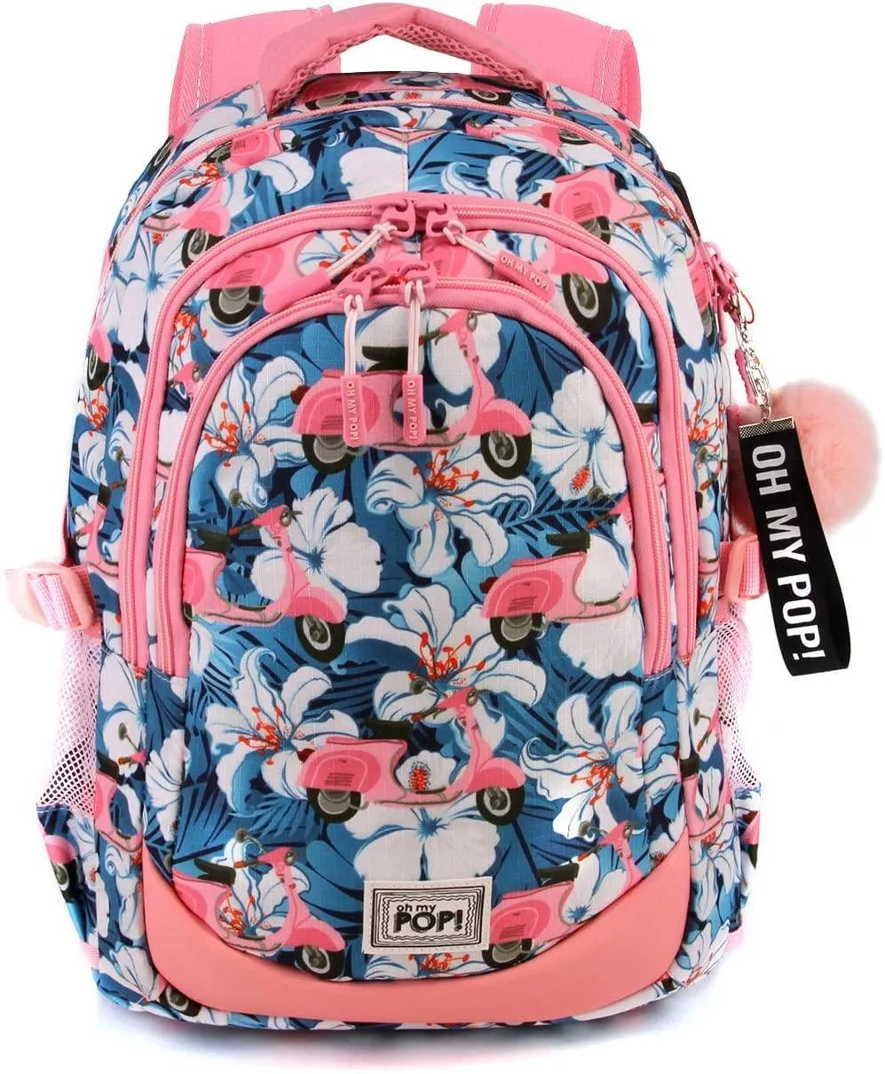 Oh My Pop Pink Scooter-Running HS Backpack Casual Daypack 44cm