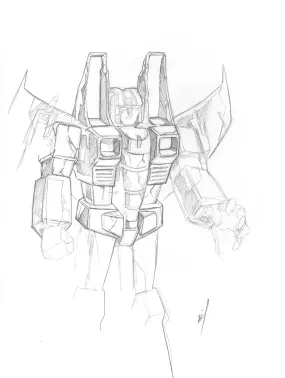 pencil sketch of Starscream's corpse