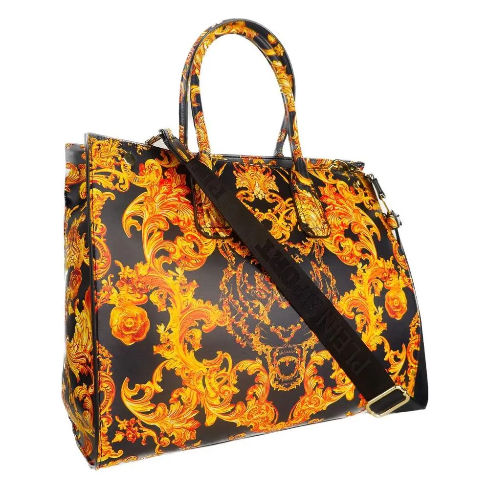 Plein Sport Elegant Black Shopper with Golden Accents