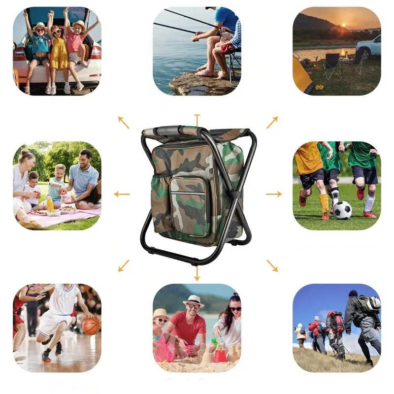 Portable Cooler Bag Chair - 3 in 1 Camping Stool for Travel, Beach, Hiking, Picnic