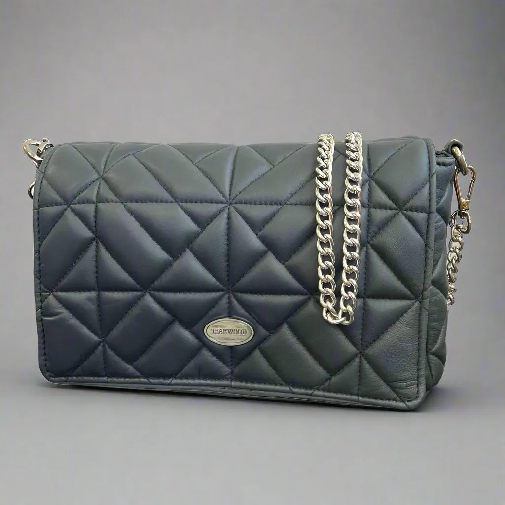 Quilted Soft Leather Crossbody Bag with Chain Strap