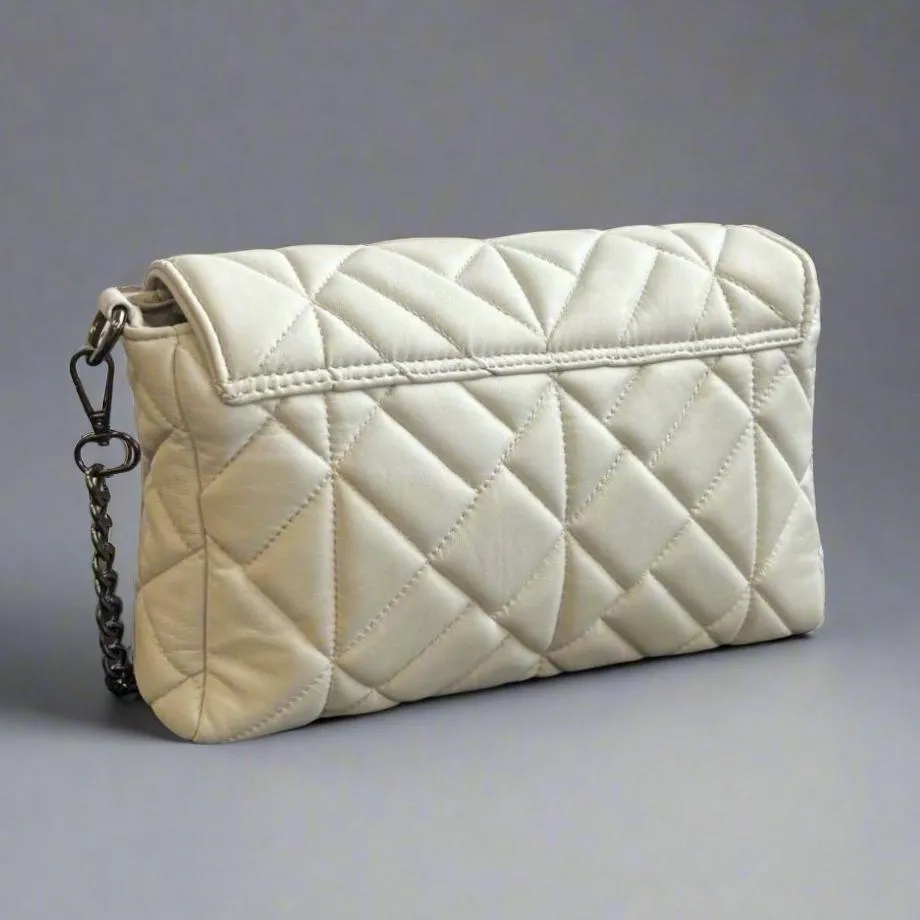 Quilted Soft Leather Crossbody Bag with Chain Strap