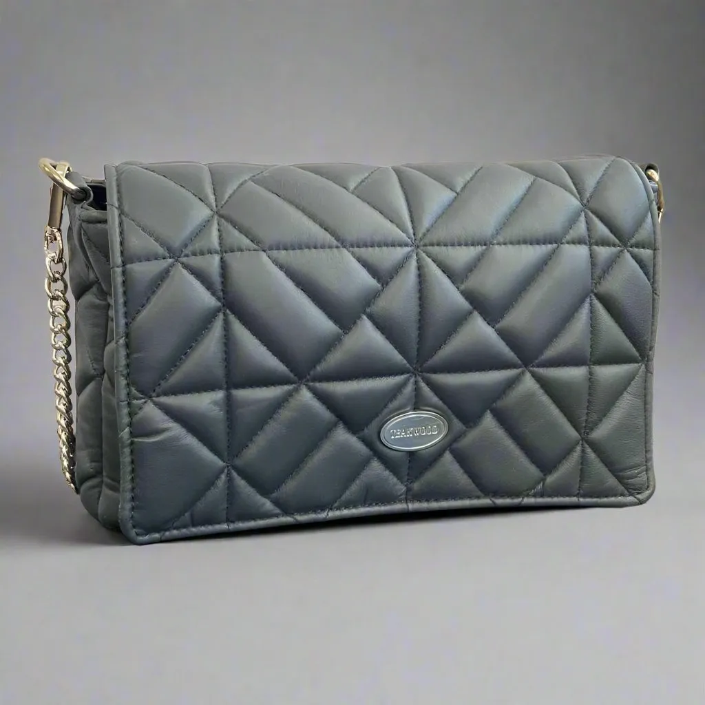 Quilted Soft Leather Crossbody Bag with Chain Strap