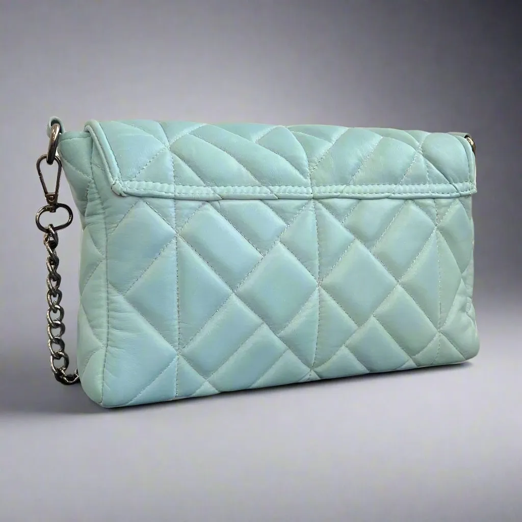 Quilted Soft Leather Crossbody Bag with Chain Strap