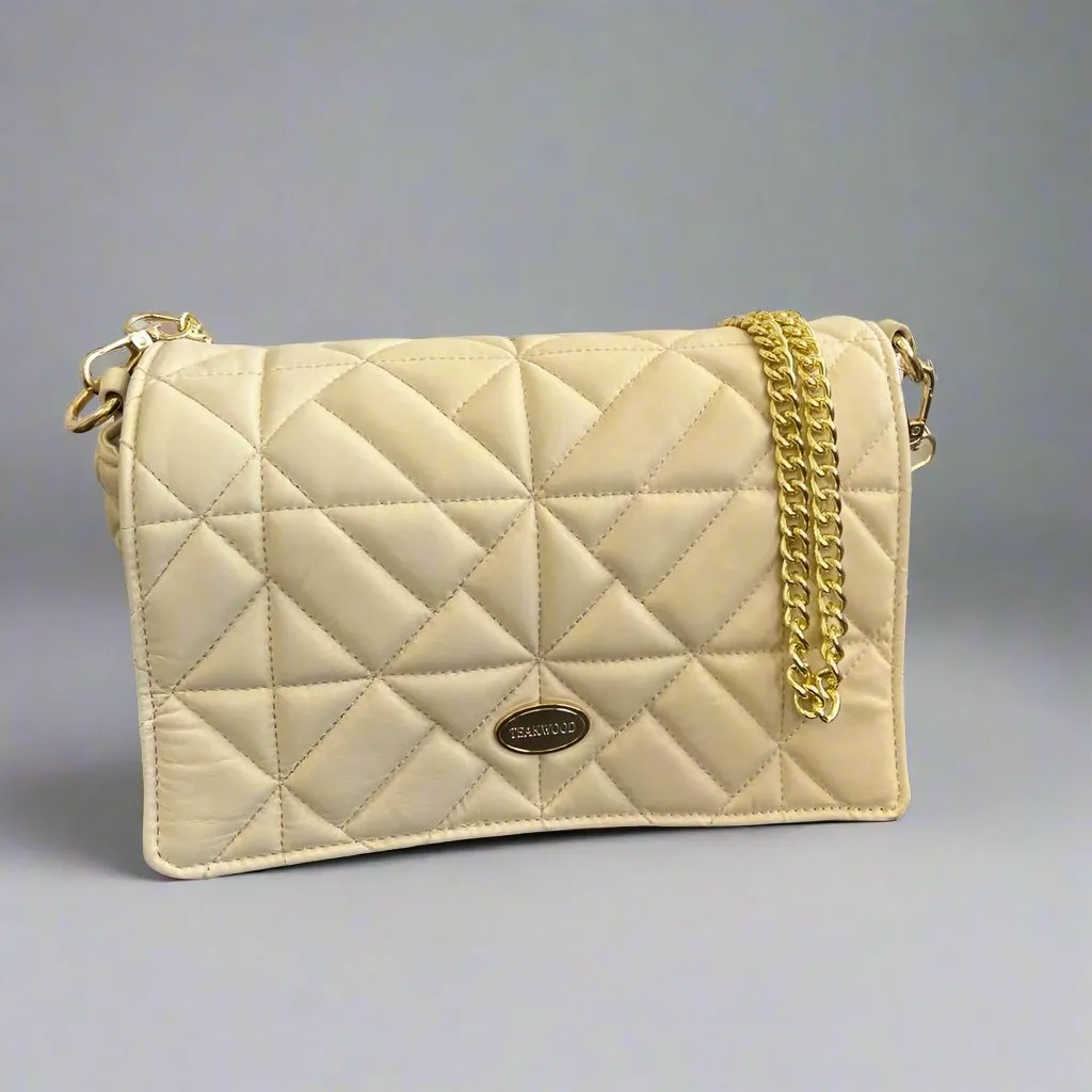 Quilted Soft Leather Crossbody Bag with Chain Strap