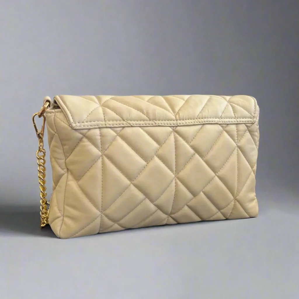 Quilted Soft Leather Crossbody Bag with Chain Strap