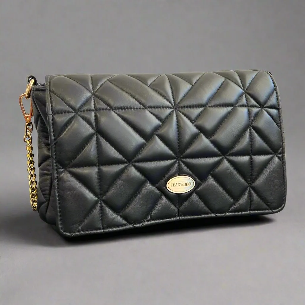 Quilted Soft Leather Crossbody Bag with Chain Strap