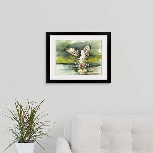 "Osprey: caught one" - A signed edition Giclee art print  from an Original watercolor of an Osprey over the water