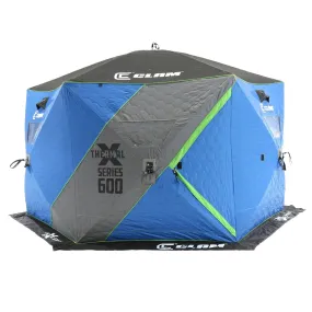 relaxed X-400 Portable 4 Person 8' Pop Up Ice Fishing Thermal Hub Shelter Tent