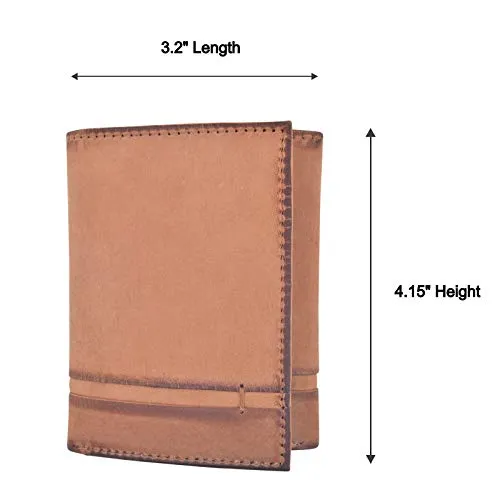 RFID Blocking Men's Chain Biker Leather Classic Slim Trifold Wallet with 8 Cards 1 ID Window   2 Note Compartments