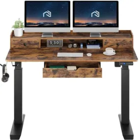 Rolanstar Sing Motor Free Standing Electric Height Adjustable Desk with Drawers and Headphone Hooks