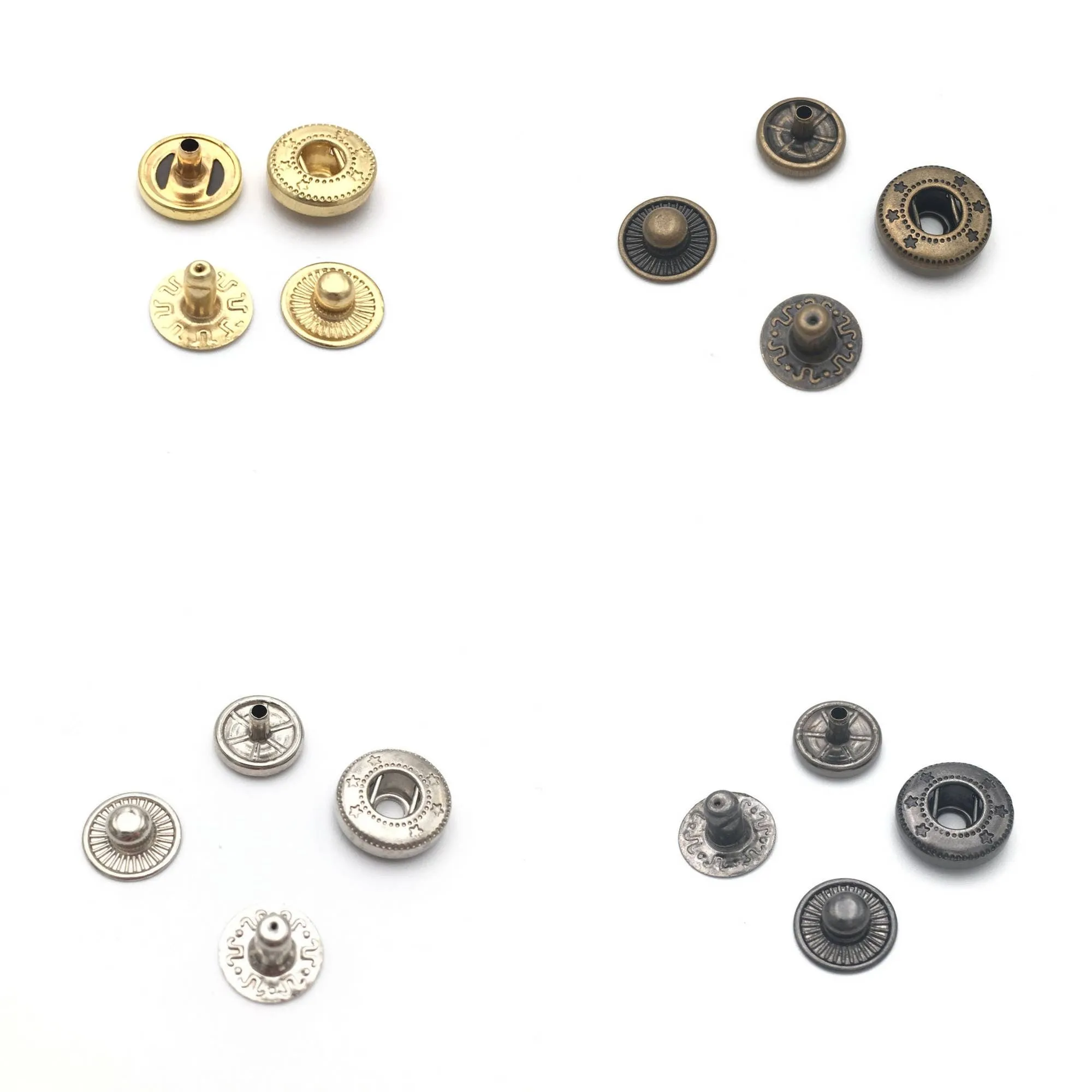 Round Metal S Spring Snap Rivet Button Press Stud Popper Tich Fastener Closure Craft Leather Bag Backpack Coat Shirt Diary Silver Gold