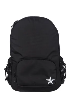 Satin in Black Rebel Raven Backpack with Black Zipper