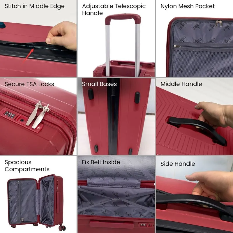Small 20 inch Cabin Trolley Bag with TSA Lock & 360° Wheels | 3.26 kg | Dark Red