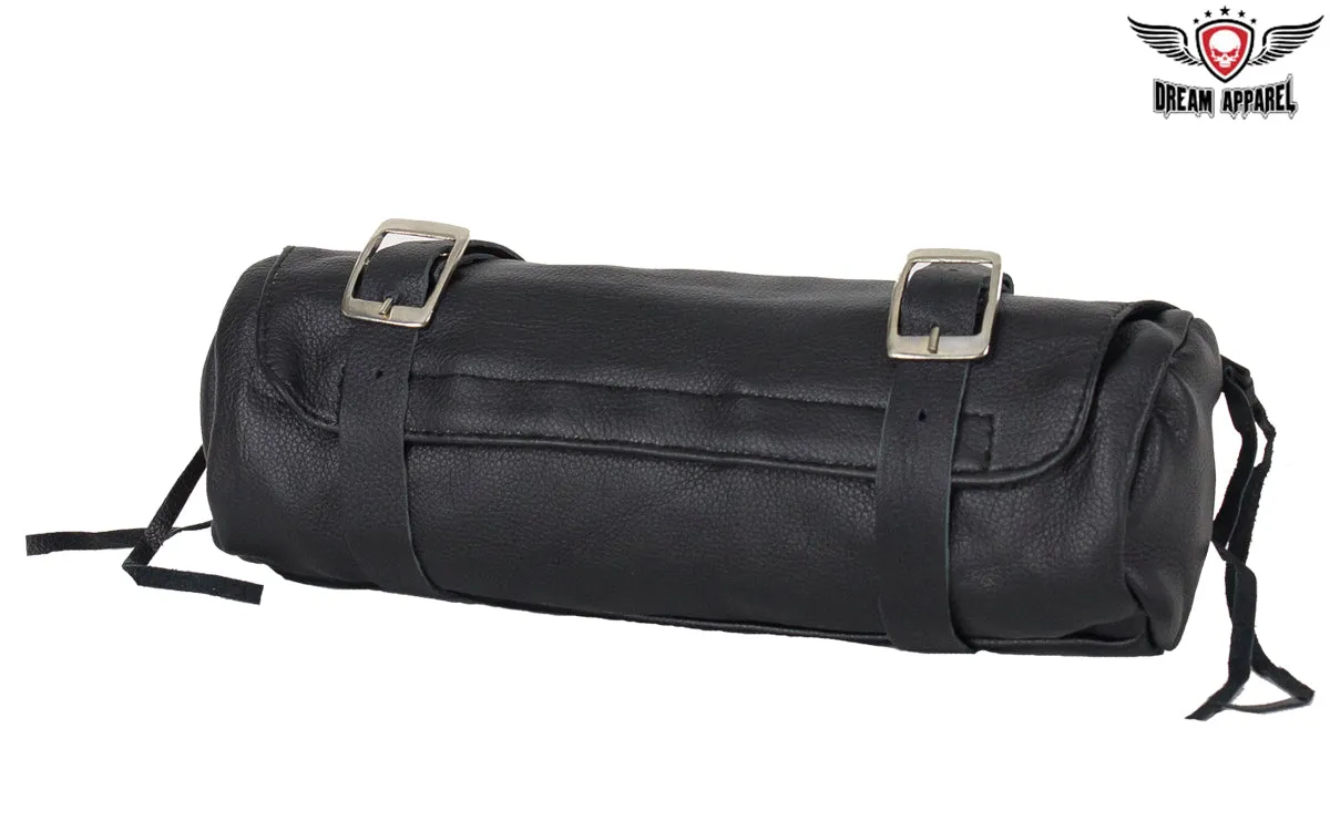 Soft Leather Motorcycle Tool Bag with Pocket Inside, and Velcro